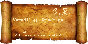 Varsányi Romána névjegykártya